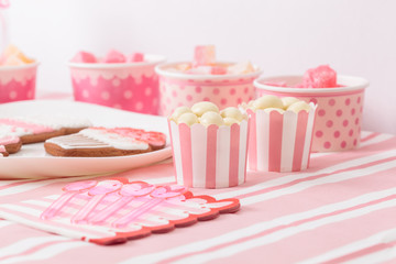 dessert table at girls birthday party