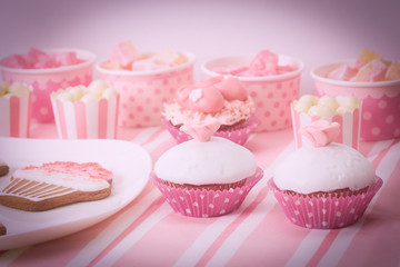 dessert table at girls birthday party