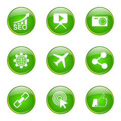 SEO Internet Sign Green Vector Button Icon Design Set 1