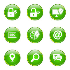 SEO Internet Sign Green Vector Button Icon Design Set 3