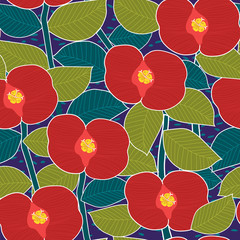 Fototapeta na wymiar red flowers seamless pattern