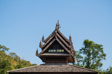 Scripture hall in the pond, Thailand.
