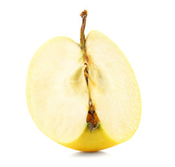 Juicy slice of apple isolated on white