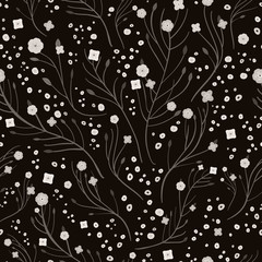 adorable grey floral seamless pattern