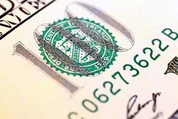 Hundred dollar banknote, macro view
