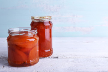 Homemade jars of fruits jam
