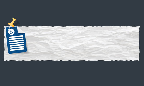 banner with crumpled paper and poud sterling symbol