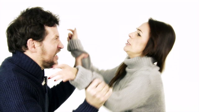 couple fighting in funny way slow motion isolated