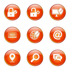 SEO Internet Sign Orange Vector Button Icon Design Set 3