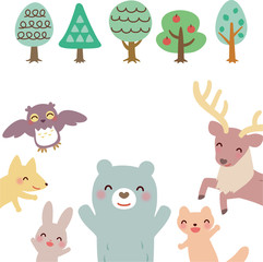笑顔の森の動物（フレーム）
