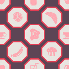 Seamless background with breakfast symbols
