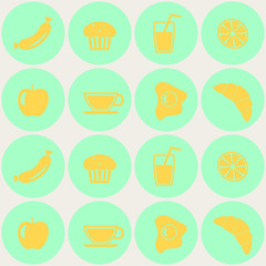 Seamless background with breakfast symbols