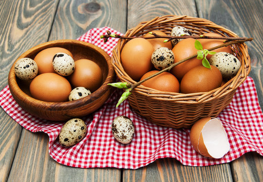 different types of eggs in a basket