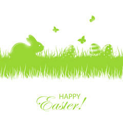 Easter background with eggs and rabbit