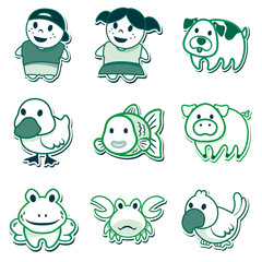 icons of people and animals, for signaling
