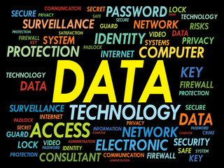 DATA word cloud, security concept