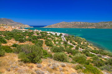 Turquise water of Mirabello bay on Crete, Greece