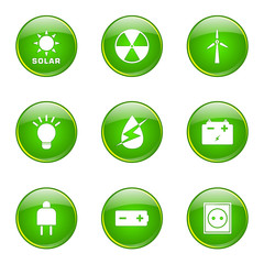 Energy Sign And Symbol Green Vector Button Icon