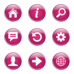 Web Internet Pink Vector Button Icon Design Set