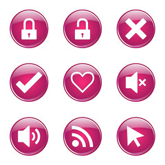 SEO Internet Sign Pink Vector Button Icon Design Set 4