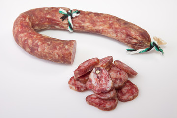 Cured spicy sausage or salchichon
