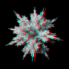 Obraz premium Solidny fraktal 3D. Zobacz anaglif z czerwonymi / cyjanowymi okularami.