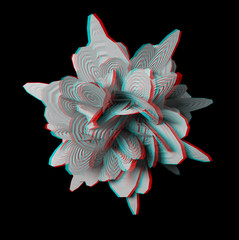 Obraz premium Solid 3D fractal. View anaglyph with red/cyan glasses.