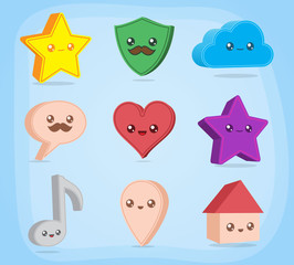 Fototapeta premium Kawaii objects. EPS10.