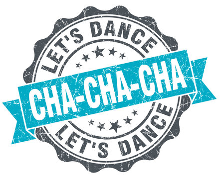 cha-cha-cha vintage turquoise seal isolated on white