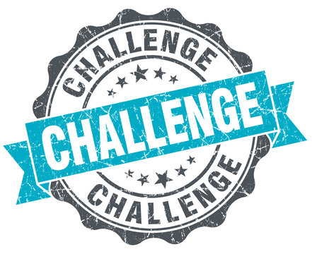 challenge vintage turquoise seal isolated on white