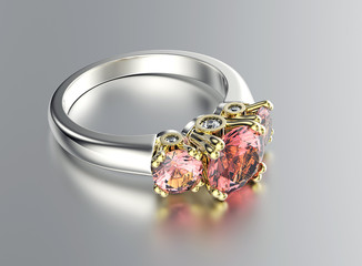 Golden Ring with Diamond. Jewelry background. Valentine day