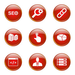 SEO Internet Sign Red Vector Button Icon Design Set 11