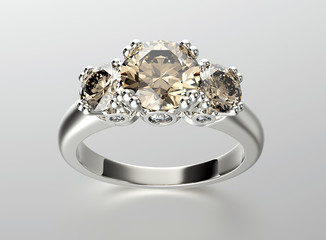 Golden Ring with Diamond. Jewelry background. Valentine day