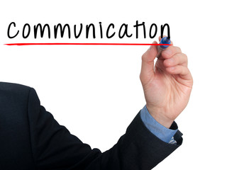 Businessman hand writing communication - Stock image