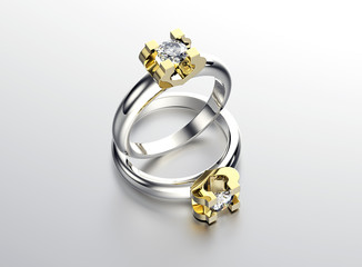 Golden Ring with Diamond. Jewelry background. Valentine day