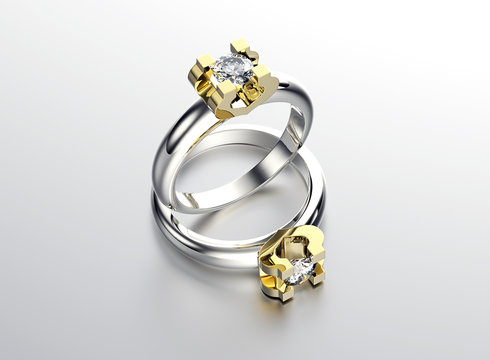Golden Ring with Diamond. Jewelry background. Valentine day