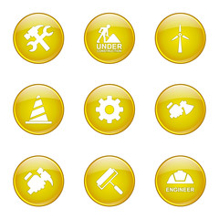Construction Tools Yellow Vector Button Icon Design Set 2