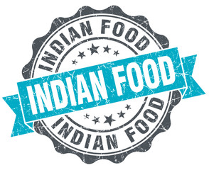 indian food vintage turquoise seal isolated on white