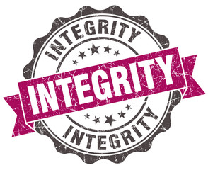 integrity grunge violet seal isolated on white