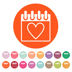 The calendar icon. Valentines day symbol.