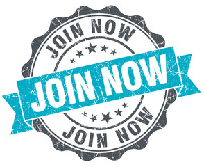 join now vintage turquoise seal isolated on white