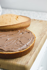 Baking a chocolate home made cake