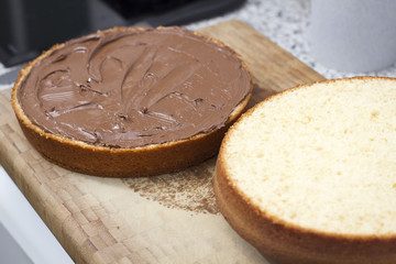 Baking a chocolate home made cake
