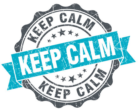 keep calm vintage turquoise seal isolated on white