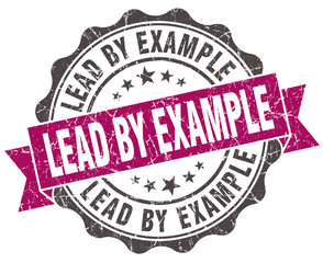 lead by example grunge violet seal isolated on white
