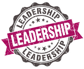 leadership grunge violet seal isolated on white