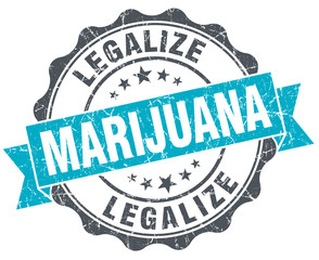 legalize marijuana vintage turquoise seal isolated on white
