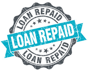 loan repaid vintage turquoise seal isolated on white