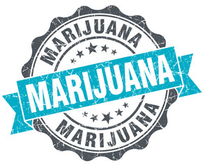 Obraz premium marijuana vintage turquoise seal isolated on white