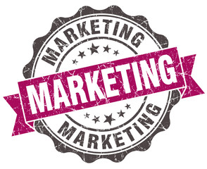 marketing grunge violet seal isolated on white